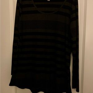 LuLaRoe Black and Dark Green Striped Top
